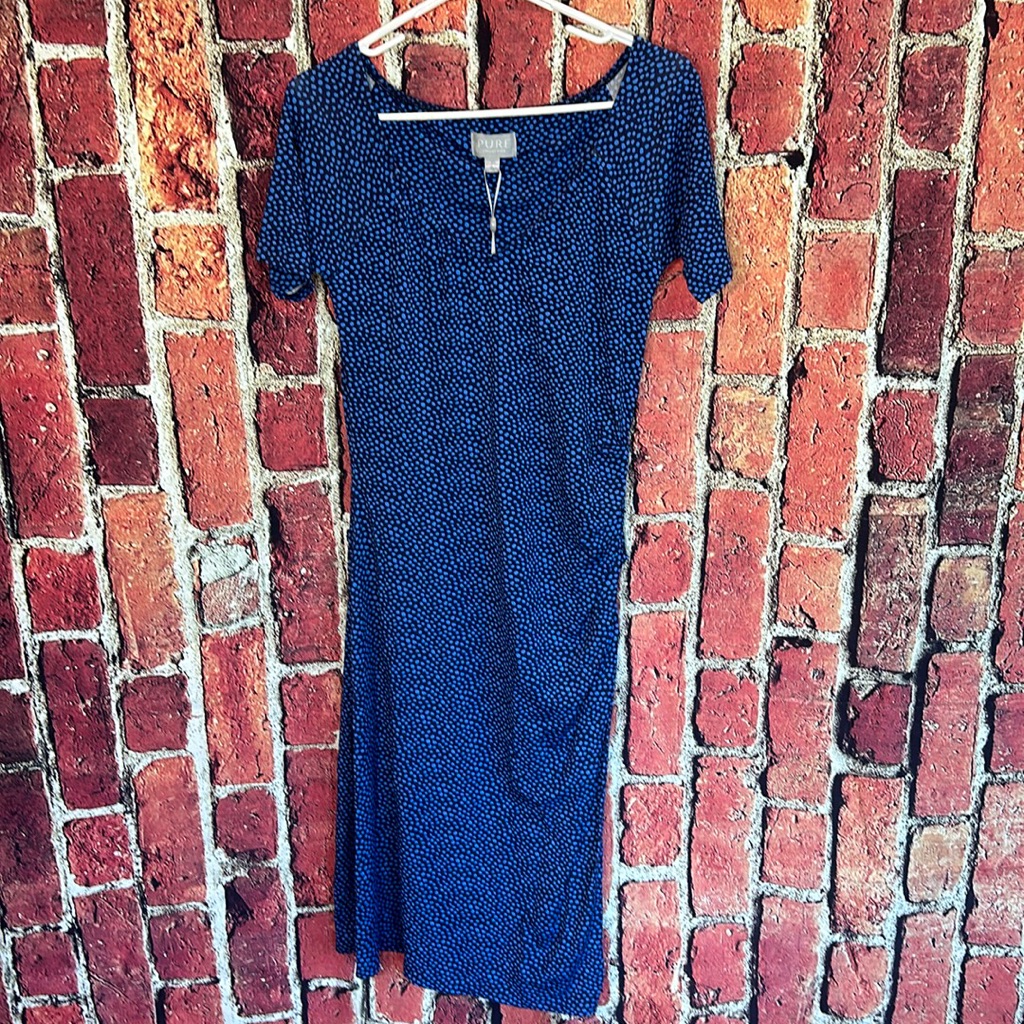 Pure Collection Jersey Bardot Dress Blue Abstract New With Tags Size 8/10